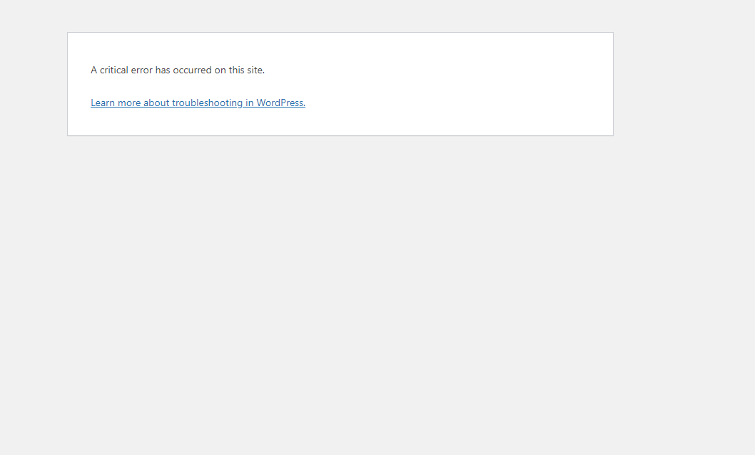 wordpress critical error