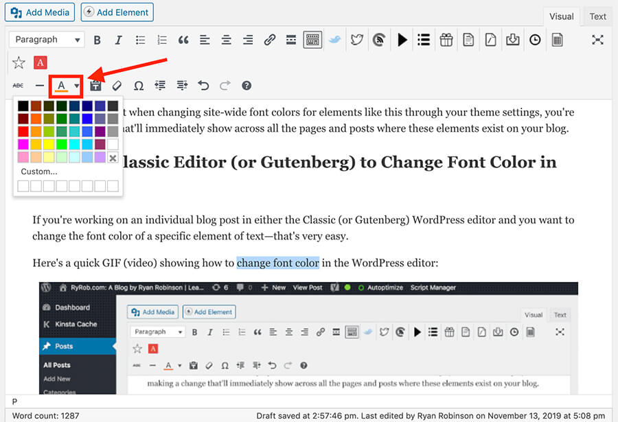 How to Change Font Color in WordPress